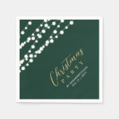 Serviette En Papier Green & Gold Lights Joyeux Noël Fête de Noël (Devant)