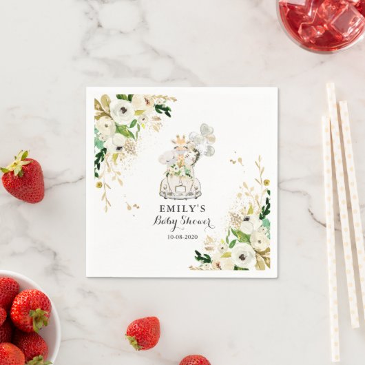 Serviette En Papier Green Gold Safari Animaux Conduite Par Baby shower (En situation)