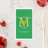 Serviette En Papier Green Gold White Graduation Party Nom Monogramme (En situation)