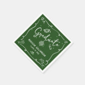 Serviette En Papier Green Hand Drawn Doodles Style Graduation Retro (Coin)