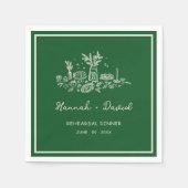 Serviette En Papier  Green Hand Drawn Modern Rehearsal Dinner Wedding (Devant)