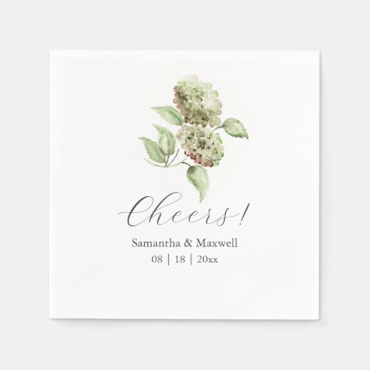 Serviette En Papier Green Hydrangea Cocktail Napkins (Devant)