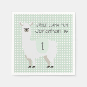 Serviette En Papier Green & Ivory Llama tout amusant bébé 1er annivers