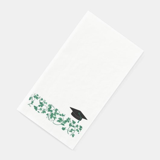 Serviette En Papier Green Ivy Patterned Graduation Cap (Coin)