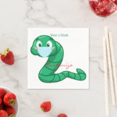Serviette En Papier Green Kawaii Worm Thunder_Cove (En situation)