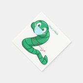 Serviette En Papier Green Kawaii Worm Thunder_Cove (Coin)