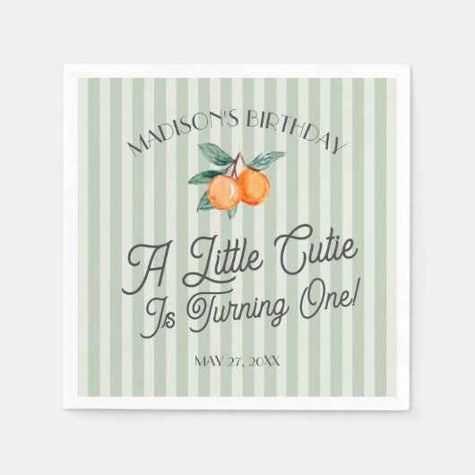 Serviette En Papier Green Little Cutie Pastel Citrus fête d'anniversai (Devant)