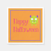 Serviette En Papier Green Little Monster Halloween Fun Kids (Devant)