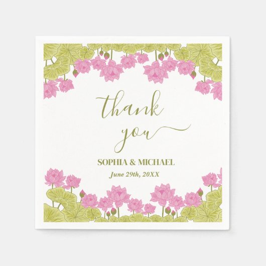 Serviette En Papier Green Lotus Lily Flowers Mariage Indien (Devant)