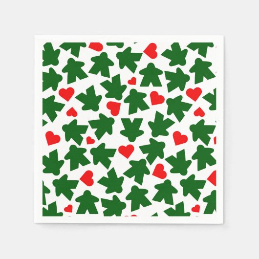 Serviette En Papier Green Meeple with Red Heart (Devant)