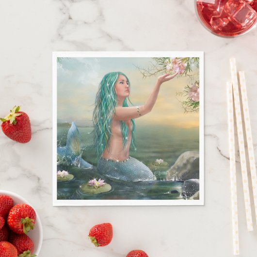 Serviette En Papier green mermaid (En situation)