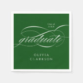 Serviette En Papier Green Modern Elegant Script Graduation Party (Devant)