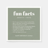 Serviette En Papier Green Modern Minimal Fun Facts Anniversaire Année (Devant)
