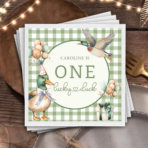 Serviette En Papier Green One Lucky Duck Balloon 1er Anniversaire