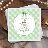 Serviette En Papier Green One Lucky Duck Boy 1er Annithday Napkins