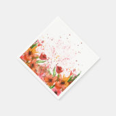 Serviette En Papier Green & Orange Modern Abstract Floral (Coin)