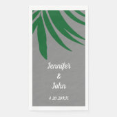 Serviette En Papier Green Palm Feuille Grey Tropical Beach Mariage (Devant)