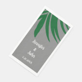 Serviette En Papier Green Palm Feuille Grey Tropical Beach Mariage (Coin)