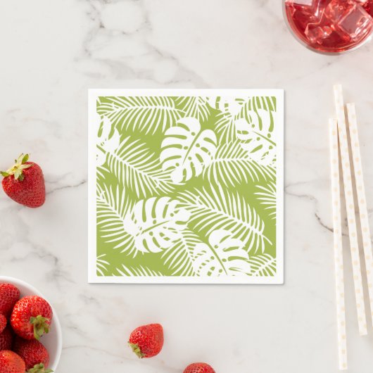 Serviette En Papier Green Palm Feuille Rainforest Motif (En situation)