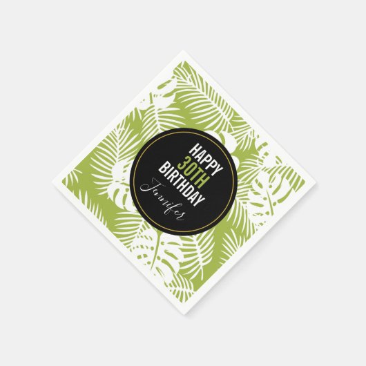 Serviette En Papier Green Palm Feuille Rainforest Motif (Coin)