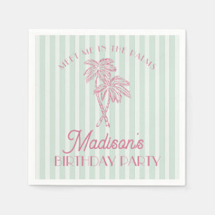 Serviette En Papier Green Palm Spring Pastel Beach Anniversaire