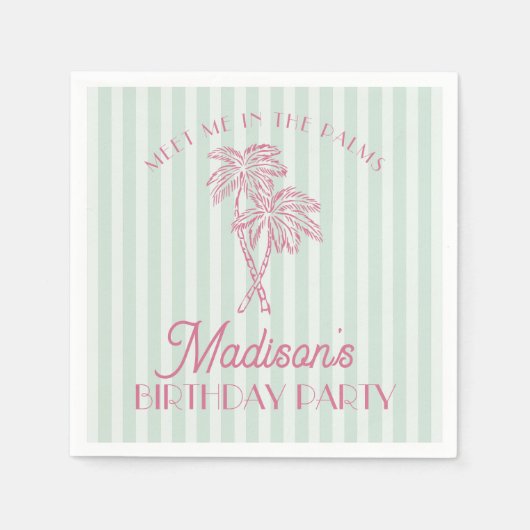 Serviette En Papier Green Palm Spring Pastel Beach Anniversaire (Devant)