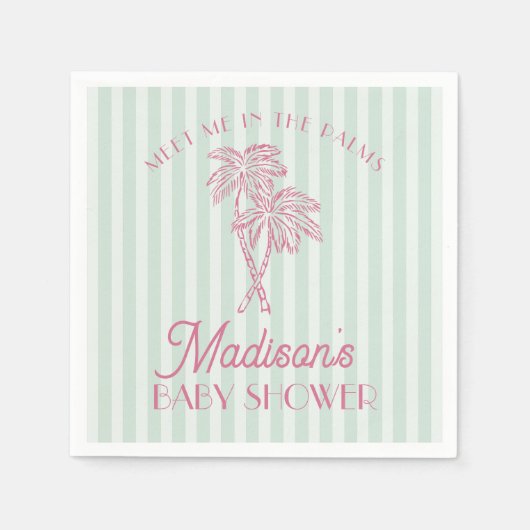 Serviette En Papier Green Palm Spring Pastel Beach Baby shower (Devant)