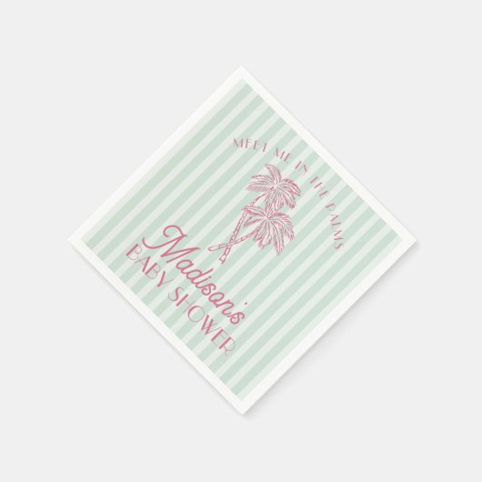 Serviette En Papier Green Palm Spring Pastel Beach Baby shower (Coin)