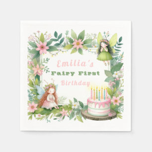 Serviette En Papier Green Pastel Fairy Premier anniversaire -
