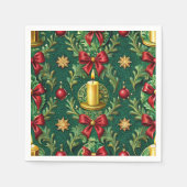 Serviette En Papier Green Pattern Gold Candle Poinsettia Flower (Devant)