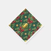 Serviette En Papier Green Pattern Gold Candle Poinsettia Flower (Coin)