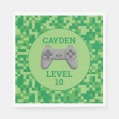 Serviette En Papier Green Pixelellelevel up Video Game Anniversaire (Devant)