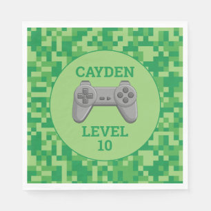 Serviette En Papier Green Pixelellelevel up Video Game Anniversaire