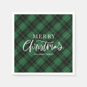 Serviette En Papier Green Plaid Joyeux Noël Festive (Devant)