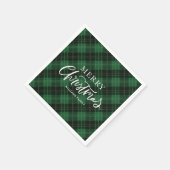 Serviette En Papier Green Plaid Joyeux Noël Festive (Coin)