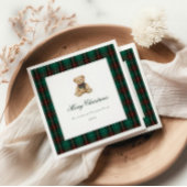 Serviette En Papier Green Plaid Teddy Bear Christmas Party