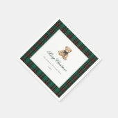 Serviette En Papier Green Plaid Teddy Bear Christmas Party (Coin)