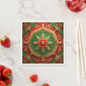 Serviette En Papier Green Red Decorative Holiday Napkin (En situation)