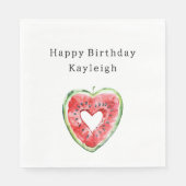 Serviette En Papier Green Red Heart Watermelon Birthday (Devant)