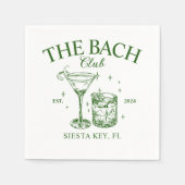 Serviette En Papier Green Retro Cocktails Bachelorette Party (Devant)