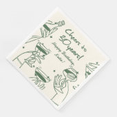 Serviette En Papier Green Retro Handdraw Cocktail original (Coin)
