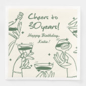 Serviette En Papier Green Retro Handdraw Cocktail original (Devant)