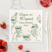 Serviette En Papier Green Retro Handdraw Cocktail original (En situation)