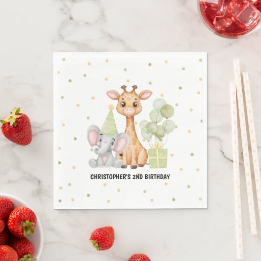 Serviette En Papier Green Safari Jungle Animal Anniversaire (En situation)