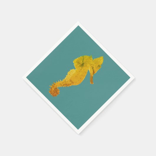 Serviette En Papier Green Sea Horse Vector Art Cocktail Napkin (Coin)