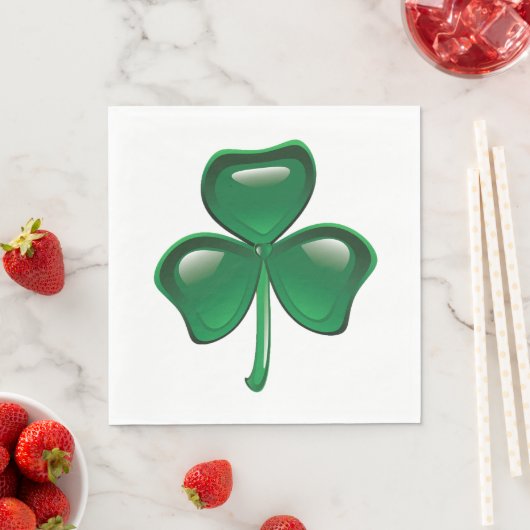 Serviette En Papier Green Shamrock Three-Leaf Clover (En situation)