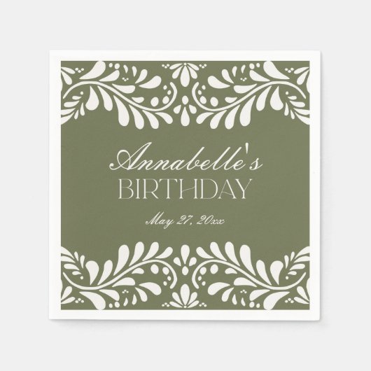 Serviette En Papier Green Talavera Carrelage Espagne Fiesta Anniversai (Devant)