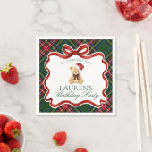 Serviette En Papier Green Tartan Plaid Christmas Bear Birthday Party (En situation)