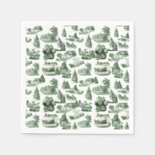 Serviette En Papier Green Toile Christmas Village Santa Reindeer (Devant)