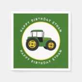 Serviette En Papier Green Tractor Anniversaire Personnalisé (Devant)